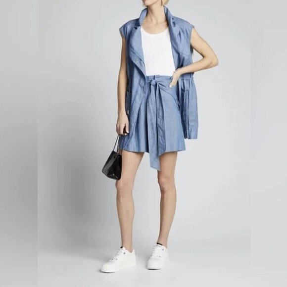 3.1 Phillip Lim Chambray Belted Paperbag shorts - Picture 8 of 12